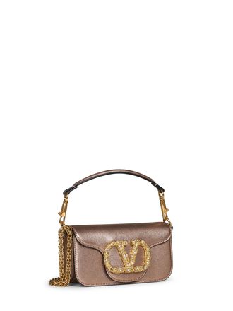 Valentino Garavani Womens Small Shoulder Bag Loc&ograve; Gold Calf Leather Handbags Hand