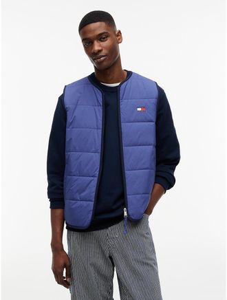 Tommy Hilfiger Mens Tommy Jeans Water-Repellent Quilted Vest - Blue Storm - XL