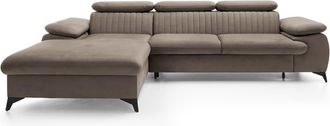 VENTE-UNIQUE.COM Sof&aacute; rinconera terciopelo topo