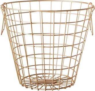 Beliani Beliani - Cesta de metal redonda dorada con asas accesorio de almacenaje glamour moderno Nitma