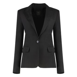 Pinko Pinko, Jassen, Dames, Zwart, S, Linnen, Linnen Blazer