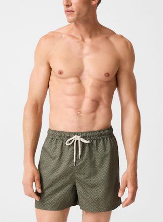 Simons Mens Natural drawstring geo-pattern swim short