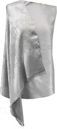 World of Shawls Shimmery Butterfly Lightweight Silky Pashmina Feel Shawl Wrap Stole (Silver)