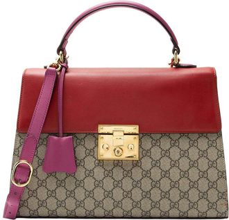 Gucci Beige Gg Supreme Canvas Padlock Medium Top Handle (Authentic Pre-Loved)