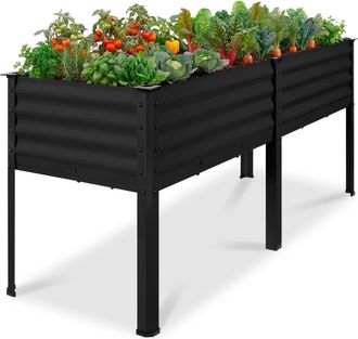 Best Choice Products 72x24x30in Non Toxic Elevated Galvanized Metal Garden Bed Corner Protectors