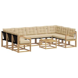 vidaXL Conjunto De Sof&aacute;s De Exterior Con Coj&iacute;n 10 Pcs Y Beige Vidaxl