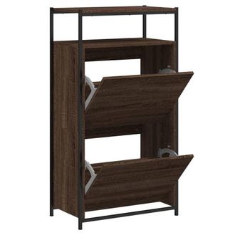 Berkfield Home Shoe Cabinet Brown Oak 60x34x112 Engineered Wood