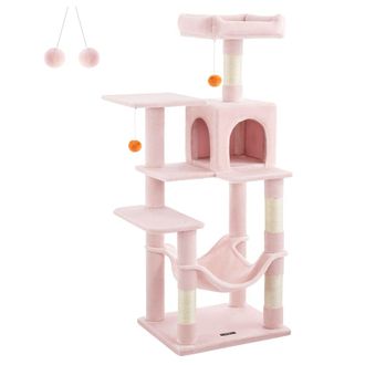 FEANDREA &Aacute;rbol para gatos de 143 cm con postes rascadores