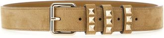 Valentino Garavani Rockstud Suede Riem - Dames - Riemen - Beige - 75 CM - Denim - Accessoires