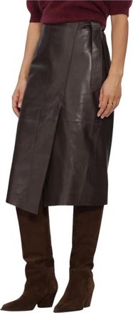 Janice Rokken, Dames, Bruin, XS, Leer, Madden Midi Rok