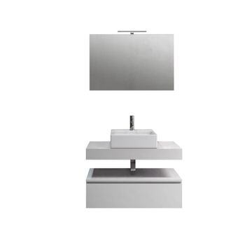 Aquadesign Mueble de ba&ntilde;o de 5 piezas en melamina blanco mate