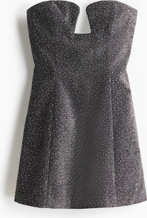 H&M Glitzerndes Bandeaukleid - Schwarz