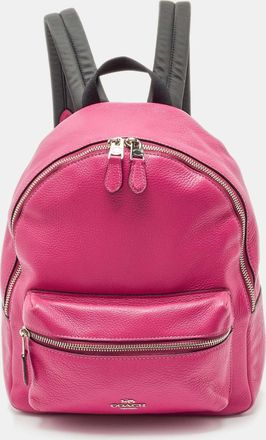 Coach Pink/black Leather And Nylon Charlie Backpack