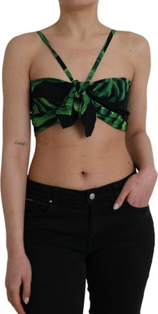 Dolce & Gabbana Womens Tropical Leaf Print Top - Black Silk - Size EU 38 (Womens)
