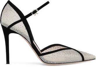 Gianvito Rossi Confetti DOrsay Pump in Black Suede And Fabric at Nordstrom, Size 39.5