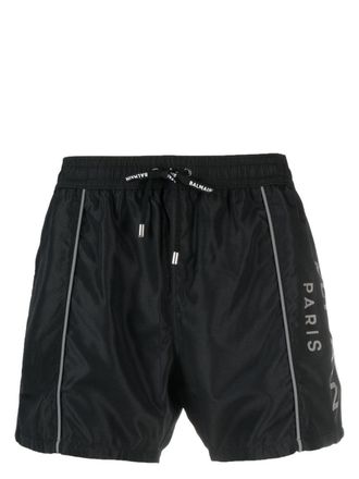 Balmain logo-print swim shorts - Black