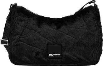 Karl Lagerfeld Kleine Imitatiebont Schoudertas - Dames - Schoudertassen - Zwart - ONE Size - Polyester - Tassen