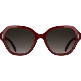 Longchamp Roseau 56mm Gradient Modified Rectangular Sunglasses in Burgundy at Nordstrom