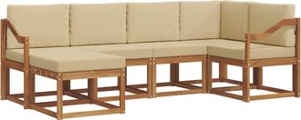 vidaXL Conjunto De Sof&aacute;s De Exterior 6 Uds. Natural Y Beige Vidaxl