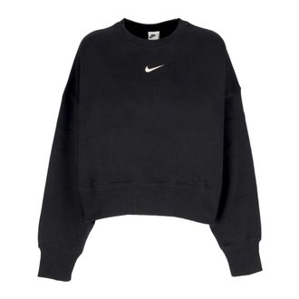 Nike Sweatshirts, female, Black, L, Cropped Crewneck Sweatshirt Phoenix Fleece