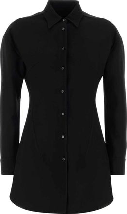 Jil Sander Wool-blend Shirt - Dames - Shirt Kleedjes - Zwart - XL - Wol - Kleedjes