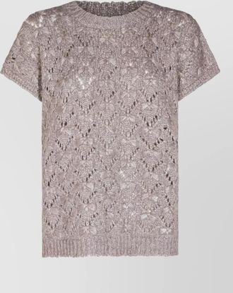 Fabiana Filippi open-knit bow-detail crew-neck wool-blend top