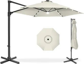 Best Choice Products 10ft 360&deg; Rotating Cantilever Easy Auto Open Patio Umbrella w/ Solar LED Lights