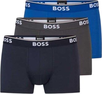 HUGO BOSS Heren Bodywear Logo Boxershorts (Set van 3) (Zwart/Navy Blue/Blauw)