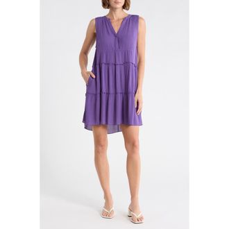 Elan Tiered Gauze Cover-Up Dress in Purple at Nordstrom Rack, Size X-Large