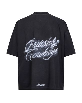 Represent Mens T-Shirt British Cowboys Stained Black Cotton T-Shirts And Polos