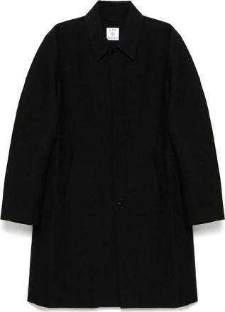 Casablanca Single-Breasted Coats, male, Black, L, Black Jacquard Coat with Zip Fastening
