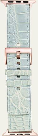 Abas Mens Apple Watch Alligator Watch Strap, Rose Gold Finish