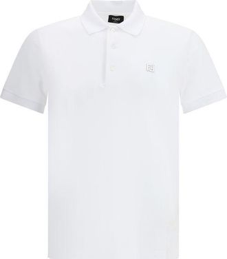 Fendi White Cotton Polo Mens Shirt