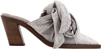 Burberry Pewter Melange Synthetic Tillington Ankle-wrap Mules, Brand Size 35 (US Size 5)