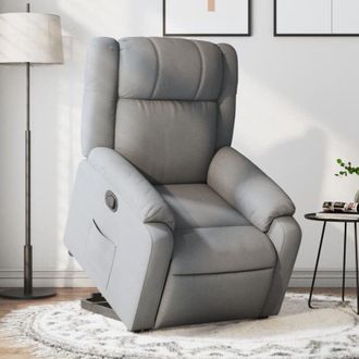 vidaXL Poltrona Alzapersona Reclinabile Grigio Chiaro in Tessuto - Vidaxl