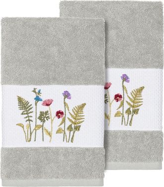 Linum Home Textiles Serenity Embellished Hand Towel - Set of 2 - Light Grey at Nordstrom Rack
