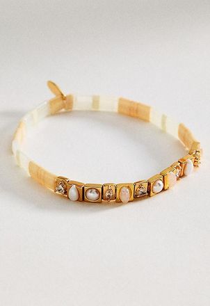 Anthropologie Colorful Beaded Chicklet Stretch Bracelet