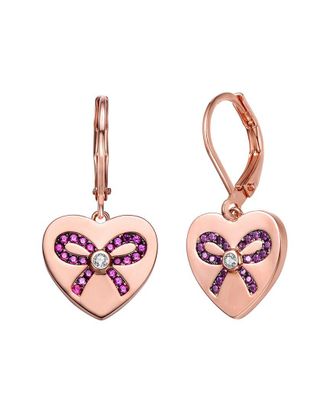 Rachel Glauber 18K Rose Gold Plated Cz Love Earrings