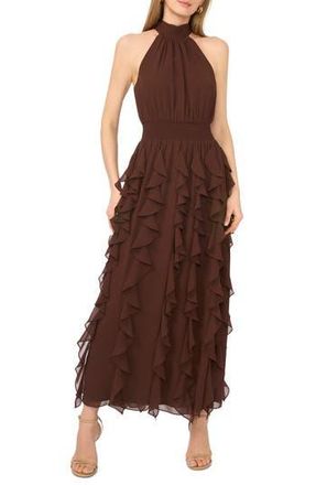 1.State Flounce Cascading Sleeveless Maxi Dress in Chicory Coffee at Nordstrom Rack, Size X-Large