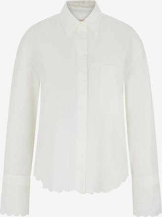 Max Mara Hemd aus Baumwolle mit Lochstickerei Neutro