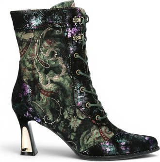 Laura Vita Womens Gothic Victorian Green Leather Heeled Lace-Up Boots - Oanelo-03