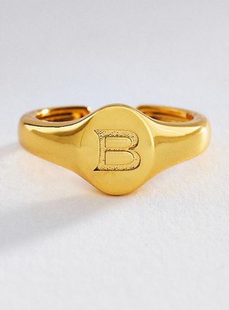 Luv AJ Initial Oval Signet Ring