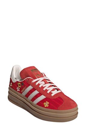 adidas Gazelle Bold Platform Sneaker in Scarlet/Off White/Yellow at Nordstrom, Size 10.5
