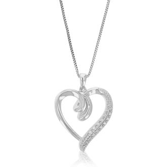 Vir Jewels 1/10 cttw Lab Grown Diamond Heart Pendant Necklace in Sterling Silver with Chain For Women