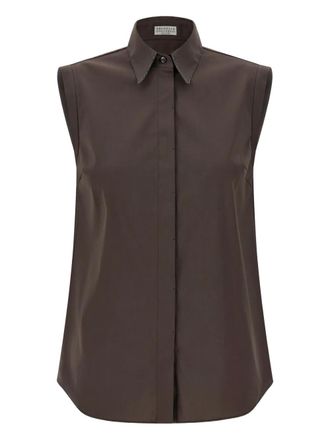 Brunello Cucinelli Mouwloos blouse - Bruin