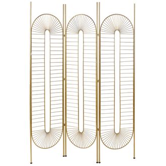 Beliani Beliani - Biombo Decorativo De 3 Paneles Plegable De Hierro Con Marco De Metal Dorado Noale