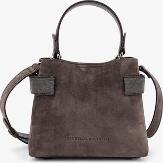 Brunello Cucinelli Borsa a tracolla in suede con dettaglio Monile - BRUNELLO CUCINELLI - gender_Woman