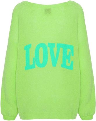 Americandreams Silja Pullover - Dames - Ronde hals truien - Groen - M - Wol - Truien & Vesten