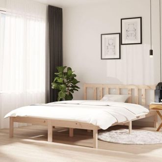 vidaXL Estructura De Cama Doble Sin Colch&oacute;n Madera Maciza 135x190 Cm Vidaxl