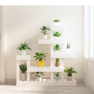 Berkfield Home Plant Stand White 92x25x97 cm Solid Wood Pine | Size: 92 x 25 x 97 cm